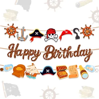 JeVenis Piraten Banner Girlande Schild Piraten Geburtstag Partyzubehör Für Piratenparty Dekoration Jungen Mädchen Pirate Kindergeburtstag Deko