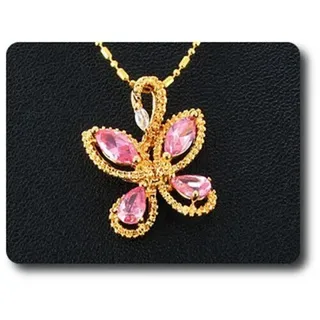 Anhänger Rosa Saphir 4x7 MM Vergoldet 18 K