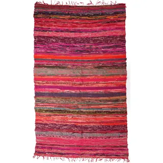 GURU SHOP Leichter Flickenteppich, Flickendecke 100x160 cm, rot-bunt
