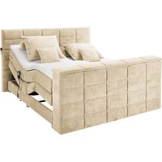 ed-lifestyle polstermöbel Carryhome Boxspringbett, Sand, inkl. Motor + 180x200 cm,