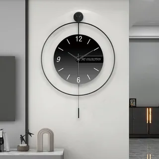 HAMON Wanduhr Groß Modern,70cm Moderne Wanduhr mit Pendel,Dekorative für das Minimalistisches Design Quartz Lautlos wanduhren für Wohnzimmer,Küche,Büro,Schlafzimmer ﻿