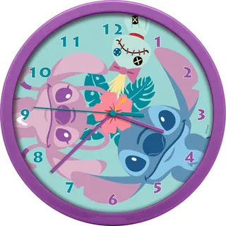 Kids Licensing Stitch Wanduhr 30 cm 12345 lila/pink