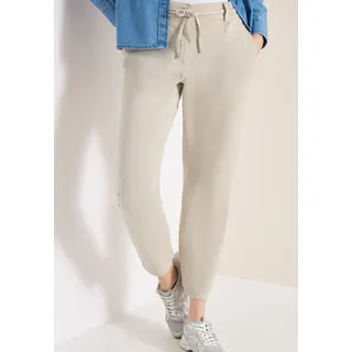 Jogger Pants CECIL "Style Chelsea", Damen, Gr. L (42), Länge 28, grain beige, Web, Obermaterial: 76% Baumwolle, 23% Polyester, 1% Elasthan. Futter: 100% Baumwolle, unifarben, loose fit knöchelfrei, Hosen Jogger Pants, mit Tunnelzug