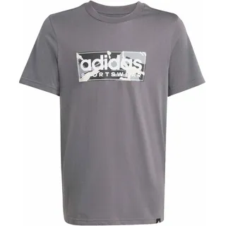 adidas Boy's CAMO LINEAR JUNIOR Boys Graphic Tee, Grey Five, 11-12 Years