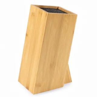 Hanseküche Messerblock - Messerhalter ohne Messer aus Holz Messerbrett (Bambus Braun, Quadratisch Schräg Ein Fach)