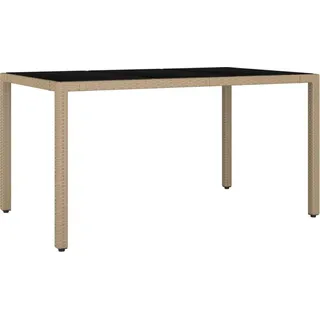 vidaXL Gartentisch mit Glasplatte Beige Poly Rattan & Hartglas - Beige