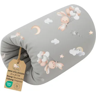 Stillkissen klein Breastfeeding und Nursing Pillow für unterwegs 20 cm - Stillmuff Armkissen und Lagerungskissen Baby Arm Still Kissen aus weicher Baumwolle Oeko-Tex Kaninchen
