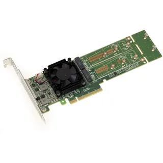 KALEA-INFORMATIQUE M2 PCIe 3.0 x8 Controller-Karte für 2 M.2 NVMe M Key SSDs. Chipsatz PLX PEX 8747-32GB pro SSD, 64G insgesamt. High und Low Profile.