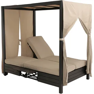 Mendler HWC-O18 Lounge-Gartenliege 193 x 126 x 204 cm Schwarz