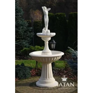 Zierbrunnen Springbrunnen 207cm Skulptur Brunnen Deko Garten Fontaine Teich Neu - Weiß