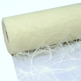 SIZOWEB Table Runner/25 m Roll + 100 Free Decorative Diamonds, Polyester, cream, 30cm Breite