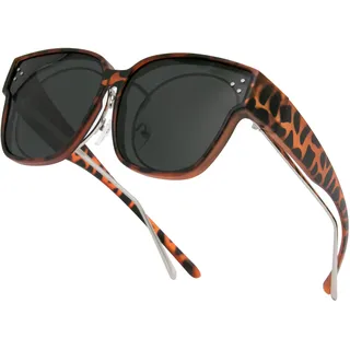 Long Keeper Polarisierte Überzieh Sonnenbrille Damen Herren Winddichte Sonnenbrille Überbrille für Brillenträger Große Sonnenbrille Mode mit UV400 Schutz
