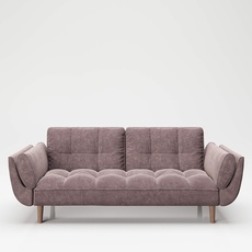 Bild PLAYBOY Sofa "SCARLETT" gepolsterte Couch mit Bettfunktion, Samtstoff in Rosa, mit Massivholzfüsse, Retro-Design,