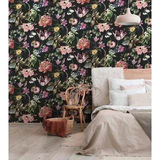 Marburg Vliestapete Tapete Floral Leaf, geprägt, floral, moderne Vliestapete für Wohnzimmer Schlafzimmer Küche grün|rosa|schwarz