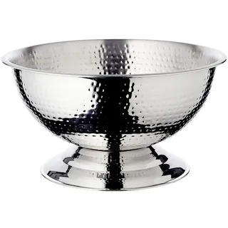 EDZARD Champagner Kühler Cara (Ø 40 cm, groß) aus Edelstahl - Flaschenkühler, Sektkühler - Getränkekühler für 5 Flaschen - Schale für Wein, Sekt & Eiswürfel - Weinkühler gehämmert