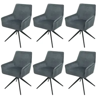 Mendler Esszimmerstuhl HWC-L91 Stoff dunkelgrau 6er Set