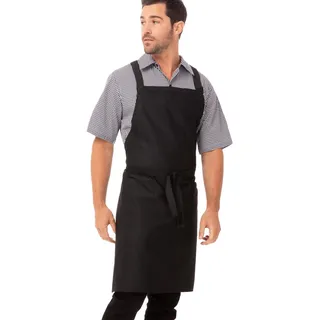 Chef Works Unisex Latzschürze mit Kreuzrücken Küchenschürzen, schwarz, Einheitsgröße