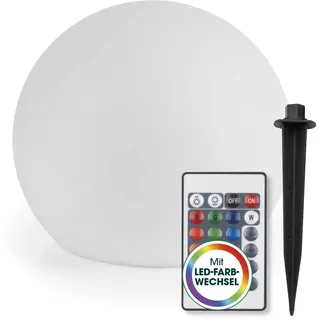 EASYmaxx LED Solarleuchte Kugel 40 cm | Solar Leuchte - stimmungsvoller Farbwechsel für wunderschöne Lichteffekte In & Outdoor | Solarleuchte inklusive Fernbedienung | Solarleuchte LED + 5 Leuchtmodi