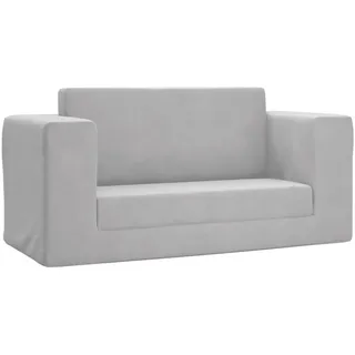 vidaXL Kinder-Schlafsofa 2-Sitzer Hellgrau Weicher Plüsch - Grau