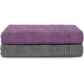 Komfortec Saunatuchset 80 x 200 cm grau/lila 2 St.