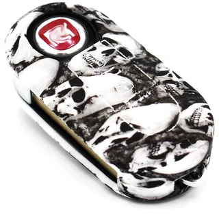 Schlüssel Hülle FIB für 3 Tasten Auto Schlüssel Silikon Cover Schlüsselhülle Etui Schutzhülle (Totenkopf Schwarz Weiß)