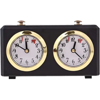 Schachuhr Timer, Professioneller Schachuhren Analog Mechanischer, Wettkampf Timer Uhrwerk angetriebener Analog Chess Clock für Turnier Brettspiel, Zuhause Schach, Go(Schwarz)