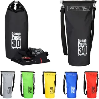 Relaxdays Ocean Pack 30 L, wasserabweisender Dry Bag, schwarz
