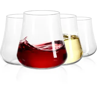 Imourari Weingläser ohne Stiel 600ml - 4er Set große mundgeblasen bleifreies kristall Rotweingläser - Weinbecher für Weißwein & Rotwein als Geschenk