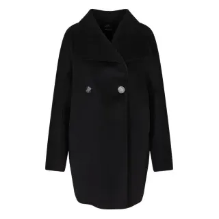 A|X Armani Exchange für Damen. XW000715AF16216UC001 Schwarzer Caban-Mantel (L), Lässig, Wolle