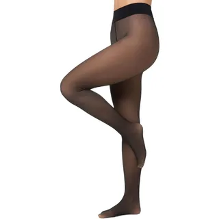 Nur Die Warm & Transparent extra haltbar 80 DEN warme Fein-Strumpfhose beige durchscheinend Komfortbund Damen, schwarz, M
