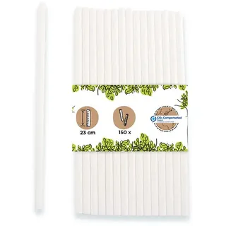 GREENBOX Jumbo Papier Trinkhalme 23cm Strohhalm 8mm Ø I Trinkhalm biologisch abbaubar I weisse Strohhalme umweltfreundlich I Party Trinkhalme für Smoothies I Papierstrohhalme 150 Stück