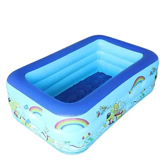 Aufblasbarer Pool | 150x105x55cm Kinderplanschbecken Mit Dicken PVC-Wänden | Rechteckiger Familien-Gartenpool | Auslaufsicheres & Schnellablauf | Für Gartenpartys, Sommerfeste, Drinnen Und Draußen