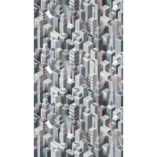 A.S. Création Livingwalls Fototapete 3D Stadt Skyline Grau 382501 The Wall 1,59 m x 2,80 m Wohnzimmer Schlafzimmer Küche Flur Esszimmer Büro