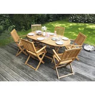 Dining-Set 6-Sitzer bestehend aus: 6 Stühlen und Tisch Holz Akazie