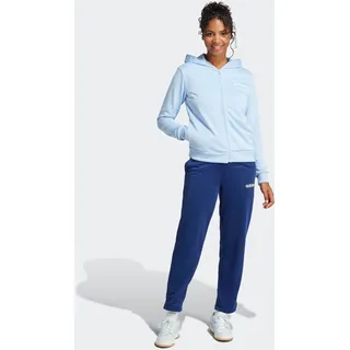 Trainingsanzug ADIDAS SPORTSWEAR "W LINEAR TS", Damen, Gr. S, blau (glow blau), Obermaterial: 100% Polyester, Sportanzüge Trainingsanzug, zweiteiliges Set, für Laufen, aus Polyester, mit Rippbündchen