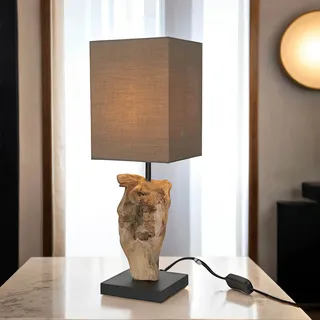 Licht-Erlebnisse Tischleuchte Hypnotic 45cm Treibholz Leinen Modern E14 IP20