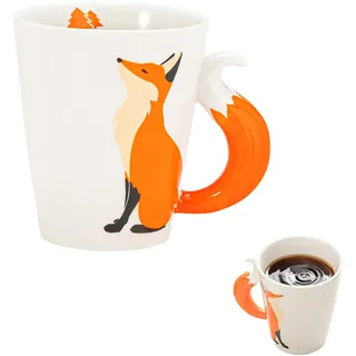 Fuchs Tasse, Fuchs Geschenk Tasse, Cute Mug Tier, Keramik Kaffeetasse, Niedlicher 3D-Becher für Weihnachten Geburtstag Jubiläum(360ml)