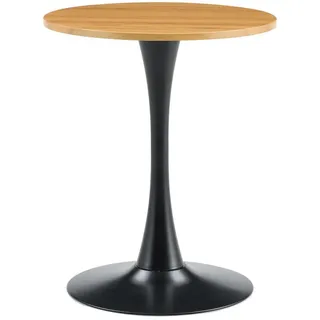 Oxeza Esstisch kleiner runder 60/60/72 cm Holzton mit schwarzen Metallbeinen , Naturfarben , Mode , Rund,Rund , 60x72x60 cm , Esszimmer, Esstische