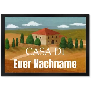 Casa Di Toskana Fußmatte - personalisiert mit eurem Nachnamen - für Ferienhaus in Italien Sommerurlaub sommerliche Dekoration italienisches Ambiente Florence Siena Reise Europa Lavendelfelder