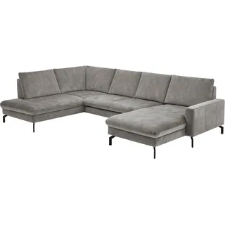 die planbar Wohnlandschaft Polyester U-Form 3-Sitzer Amira Silber