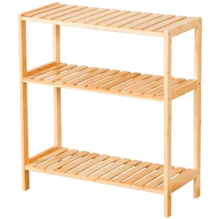 Floordirekt KARAT Bambus Standregal Kansas Platzsparendes Holzregal Mit 3 Etagen