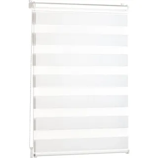 Blumtal Doppelrollo 100 x 155 - 195cm - Klemmfix Rollo, Rollos für Fenster ohne Bohren, Klemmrollo für Fenster & Türen, Weiß - Weiß