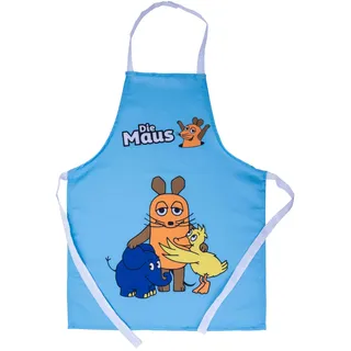 Dr. Oetker Backschürze „Maus, Elefant & Ente“ – Kochschürze für Kinder, farbenfrohes Design, 60 x 45 cm