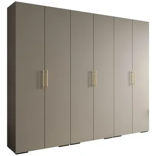 Abiks Möbel Drehtürenschrank 236.7/300/47 6-türig , Kaschmir, Goldfarben , Holz , Nachbildung , 300x236.7x47 cm , Schlafzimmer, Kleiderschränke, Drehtürenschränke