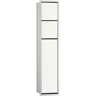 EMCO Asis 150 Unterputz Badschrank für WC, Feuchttücher, alu/Glas weiß, Einbauschrank, Türanschlag wählbar-975027450, Aluminium, One Size