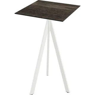 Infinity Tripod Stehtisch Weiß frame + Riverwashed Wood HPL 70x70 cm - Weiß