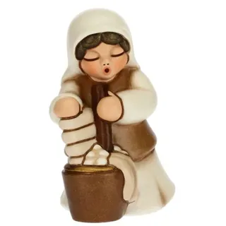 Thun - Figur Krippe Lavandaia - Weihnachtsdekoration Haus - Klassische Krippe, weiße Variante - Keramik - 5,5 x 5,8 x 8 cm