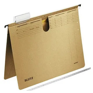 Leitz Alpha Hängeregister A4 V-Boden naturbraun Blauer Engel UZ14b (Recyclingpapier Schreibwaren) Anteil recycelter Pappkarton 100% 10 Stück