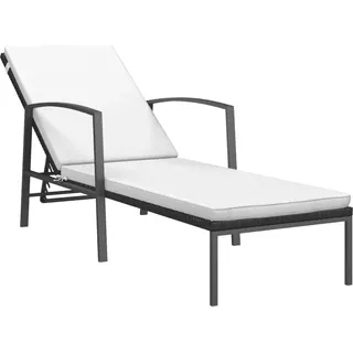 vidaXL Sonnenliege mit Auflage Poly Rattan Schwarz - Schwarz