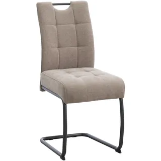 Mid.you Schwingstuhl , Dunkelgrau, Beige , Metall, Textil , C-Form , 44x95x61 cm , Esszimmer, Stühle, Schwingstühle